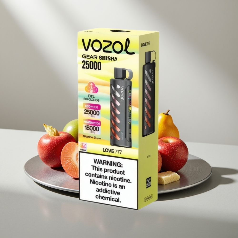 VOZOL Gear Shisha 25000 Puffs 1000mAh 5mg/ml Dual Mesh S.i.L.C Tech אהבה 777