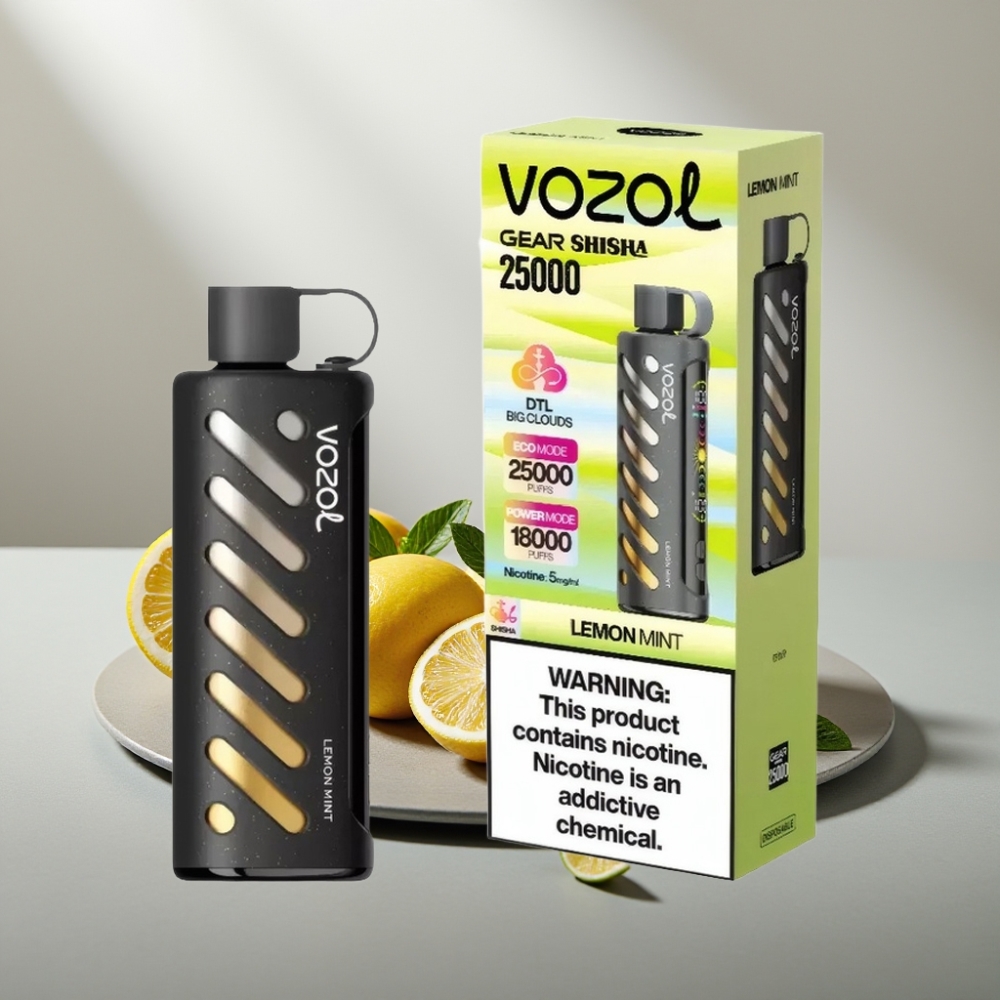 VOZOL Gear Shisha 25000 Puffs 1000mAh 5mg/ml לימון נענע S.i.L.C Tech Dual Mesh