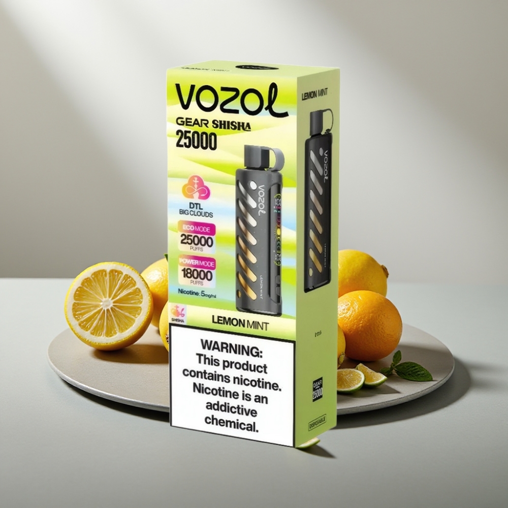 VOZOL Gear Shisha 25000 Puffs 1000mAh 5mg/ml לימון נענע S.i.L.C Tech Dual Mesh