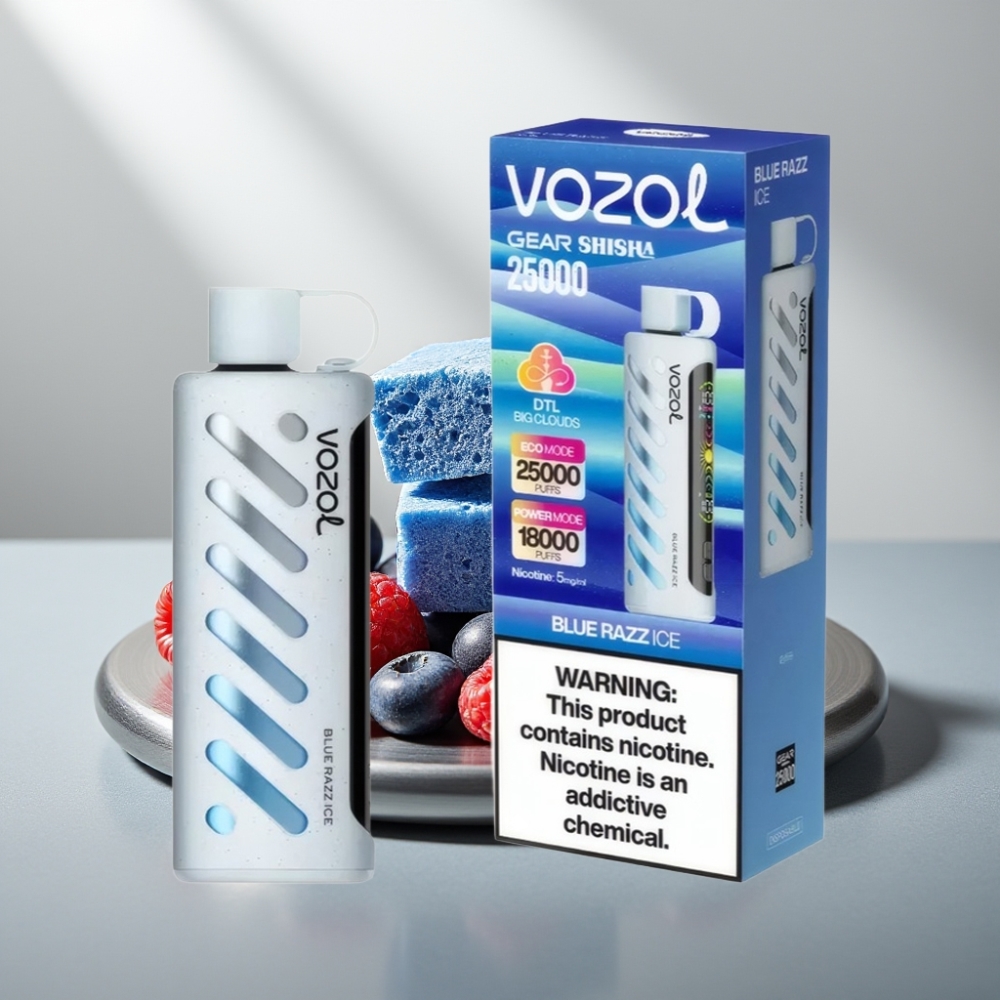 VOZOL Gear Shisha 25000 Puffs Dual Mesh 1000mAh 5mg/ml Blue Razz Ice