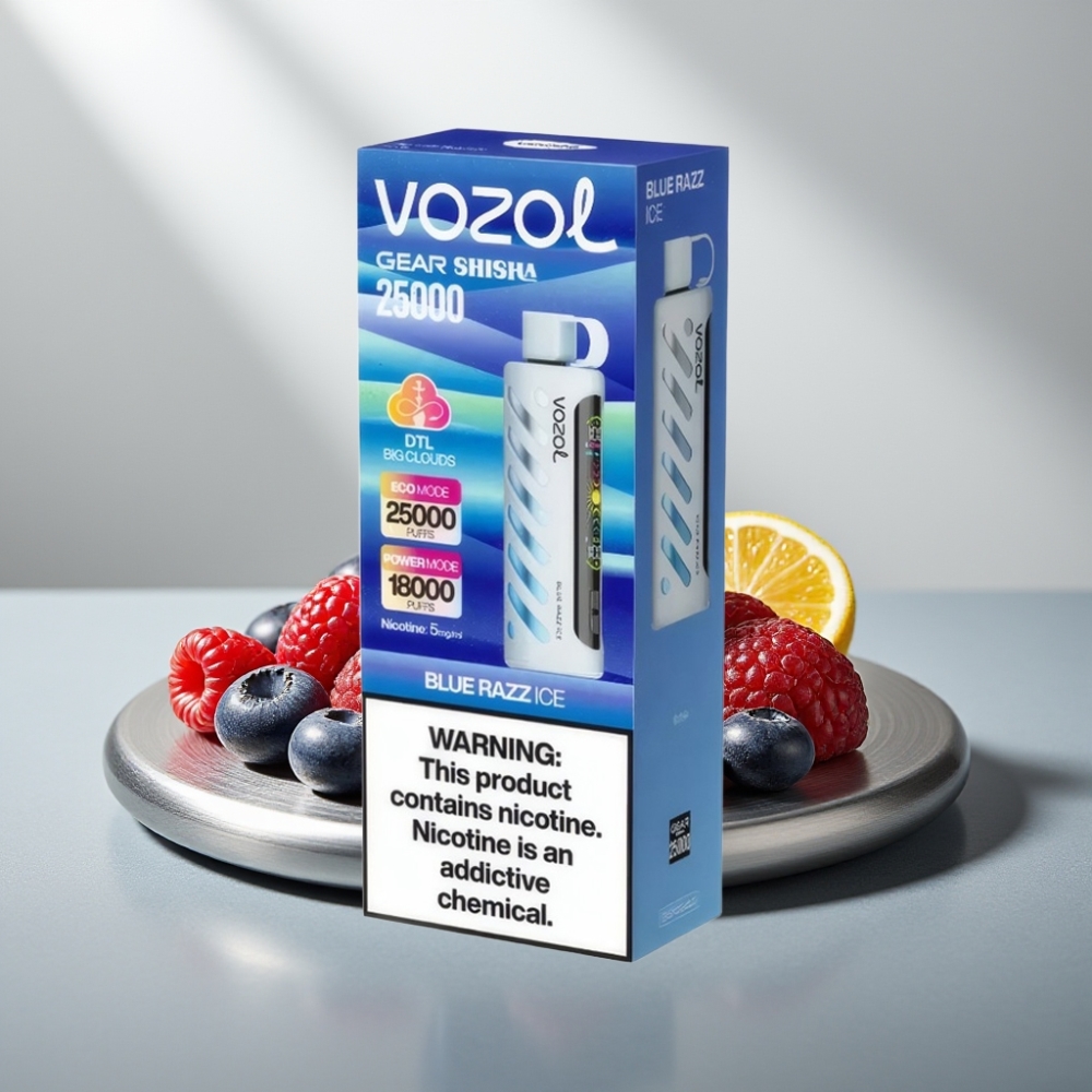 VOZOL Gear Shisha 25000 Puffs Dual Mesh 1000mAh 5mg/ml Blue Razz Ice