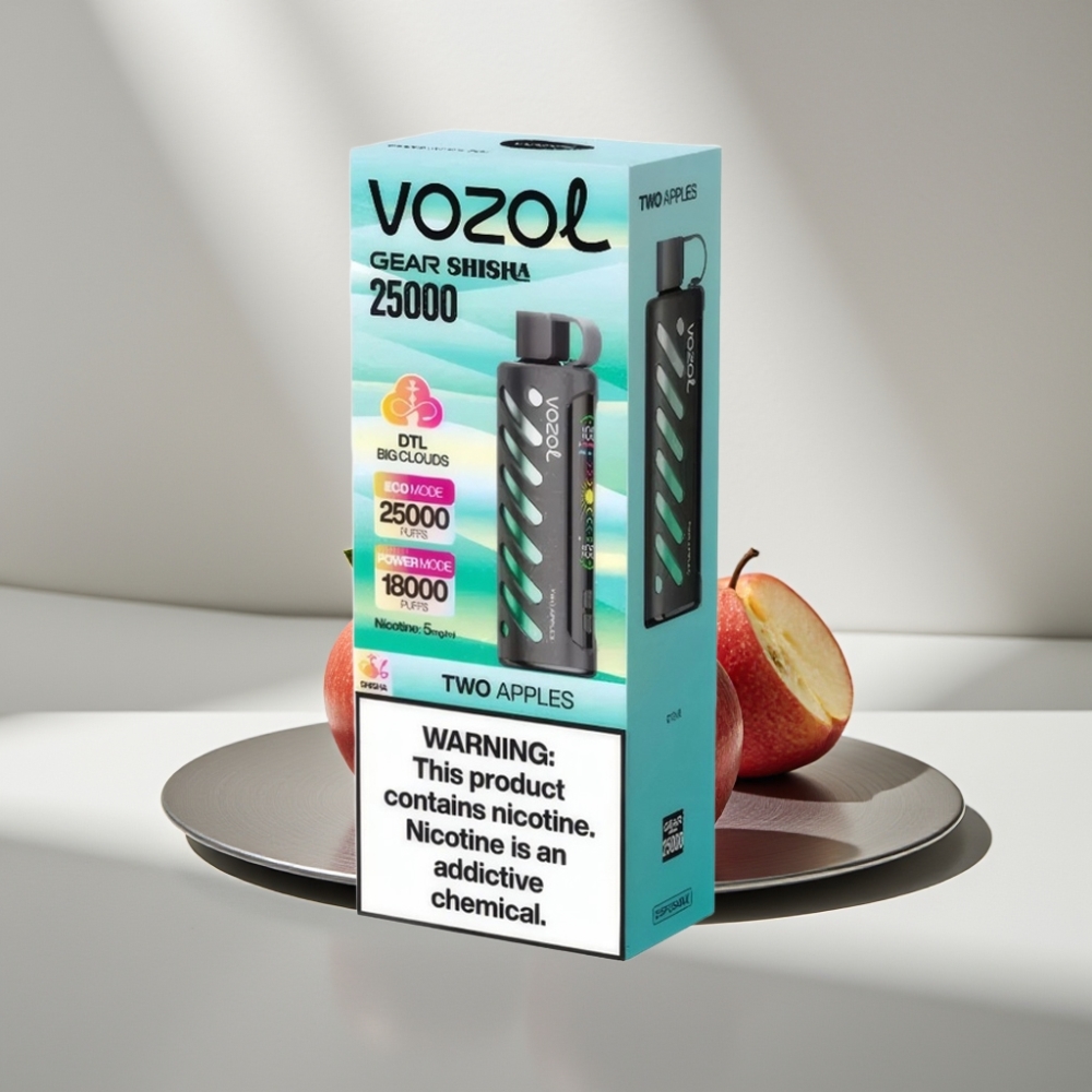 VOZOL Gear Shisha 25000 Puffs דו תפוחים S.i.L.C Tech Dual Mesh 1000mAh 5mg/ml