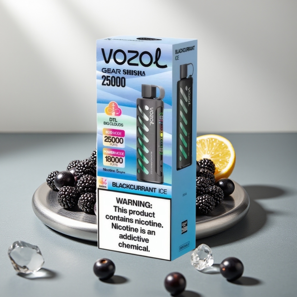 VOZOL Gear Shisha 25000 Puffs S.i.L.C Tech Dual Mesh 5mg/ml Blackcurrant Ice