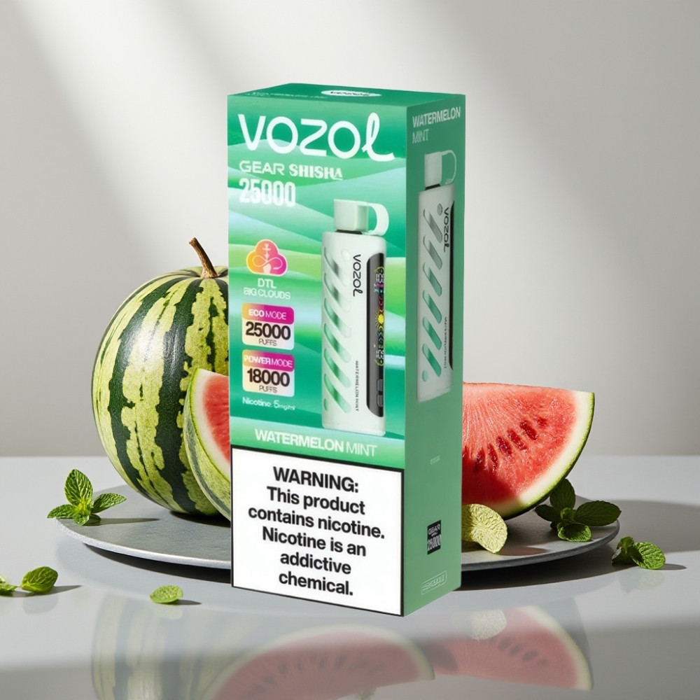 VOZOL Gear Shisha 25000 Puffs Watermelon Mint Dual Mesh 1000mAh 5mg/ml