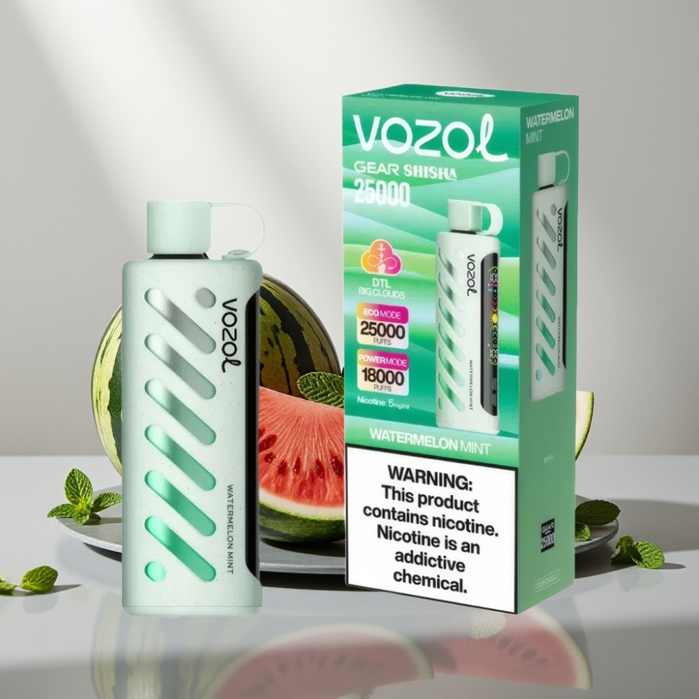 VOZOL Gear Shisha 25000 Puffs Watermelon Mint Dual Mesh 1000mAh 5mg/ml
