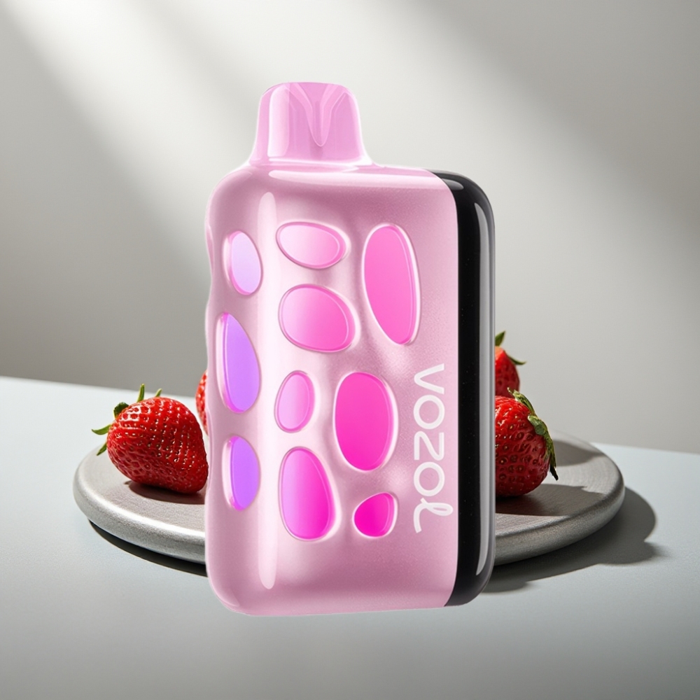 VOZOL RAVE 40000 Disposable Vape תות קרח עם 270° עיצוב זוהר, מצב מסיבה, טעינה מהירה, 1000mAh