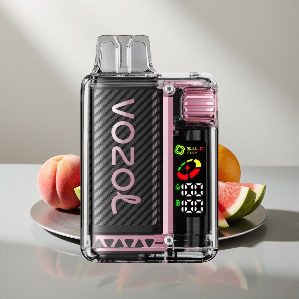 VOZOL Vista 20000 Puffs מתחלף סוללה 650mAh ניקוטין 2% OLED S.i.L.C Tech אפרסק מנגו אבטיח