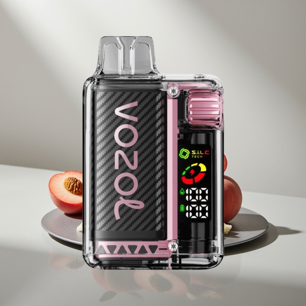 VOZOL Vista 20000 Puffs מארחבטעם אפרסק קר 650mAh OLED S.i.L.C Tech Dual Mesh MCU PCR TPD MTL